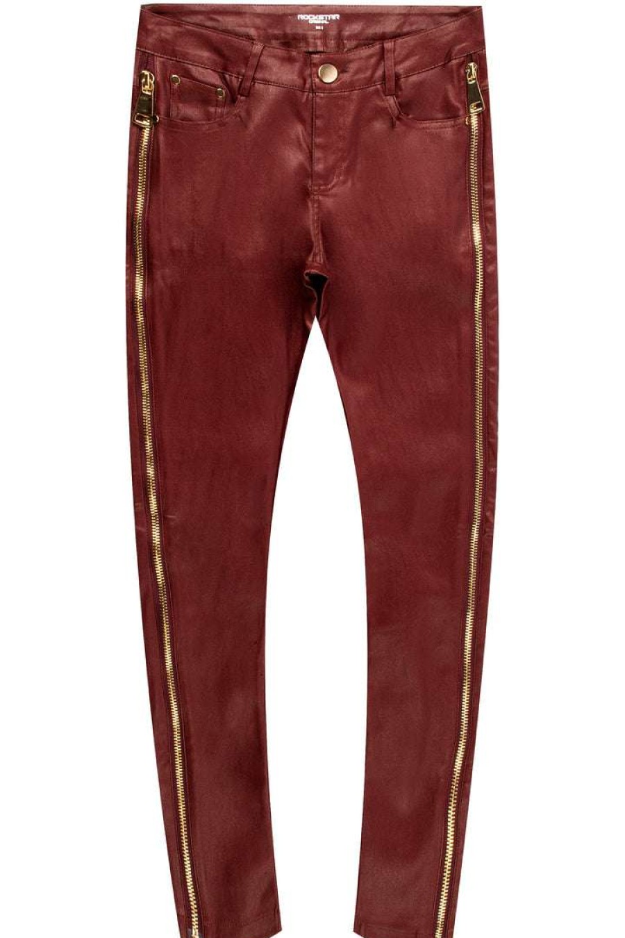 Womens * | Wholesale Womens Pants The Tate Faux Leather Zipper Pant Best Seller Burgundy