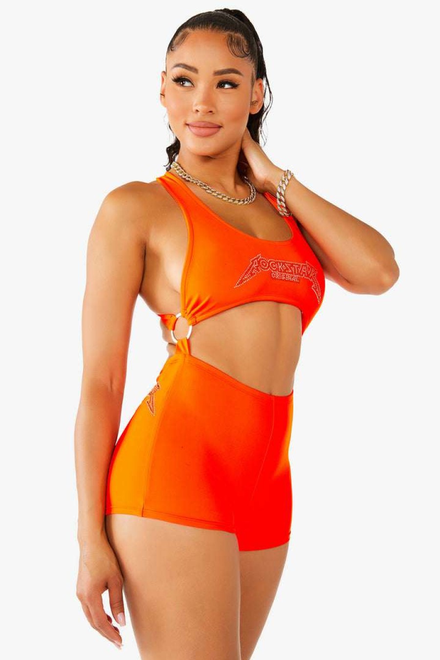 Womens * | Budget Womens Rompers & Jumpsuits Leah Romper Best Seller Orange