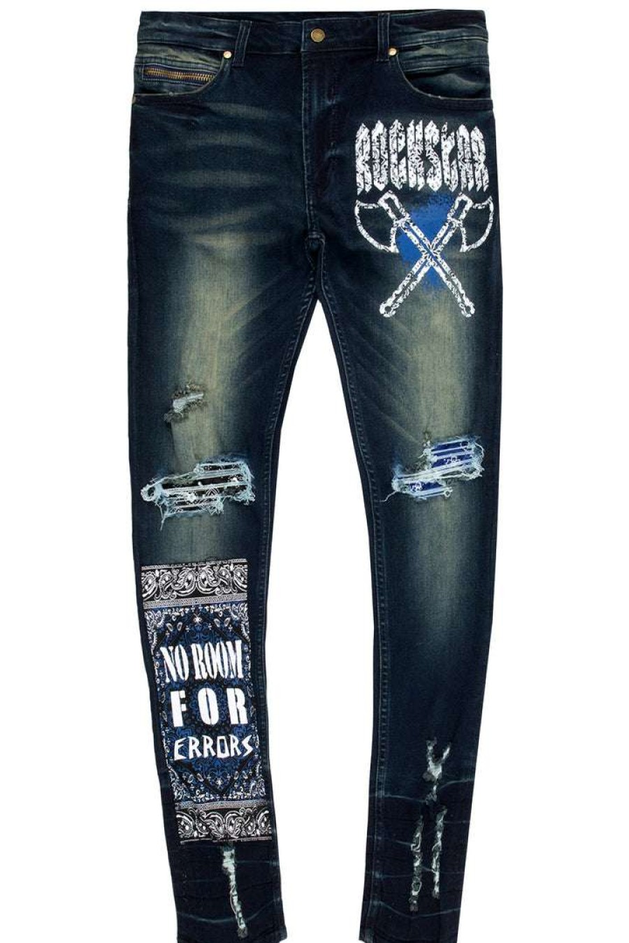 Mens * | Brand New Mens Jeans Cormac Printed Jean Blue