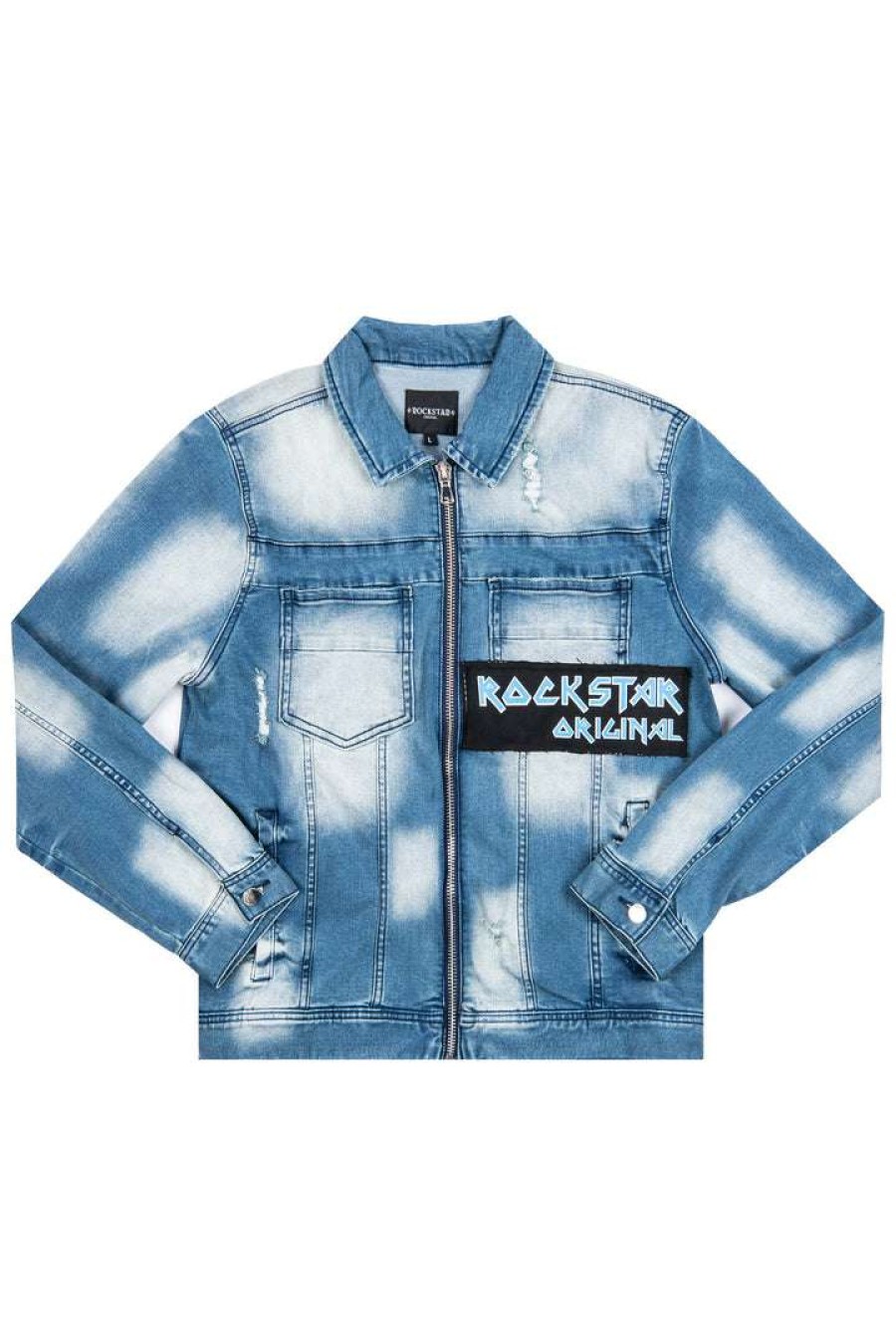 Mens * | Promo Mens Denim Jackets Pany Patchwork Denim Jacket Blue