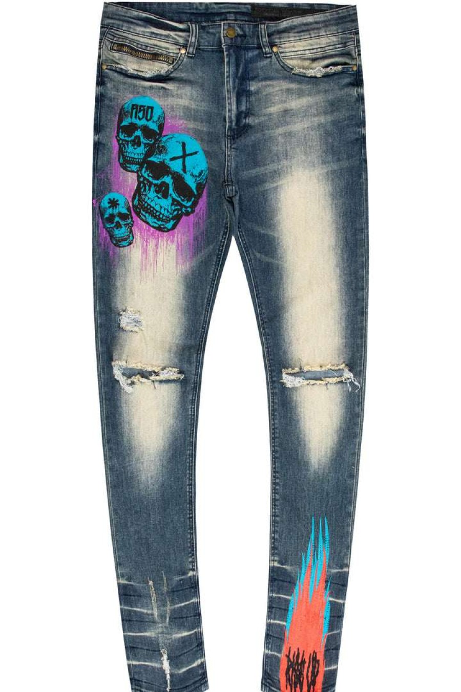 Mens * | Flash Sale Mens Jeans Donal Printed Jean Blue