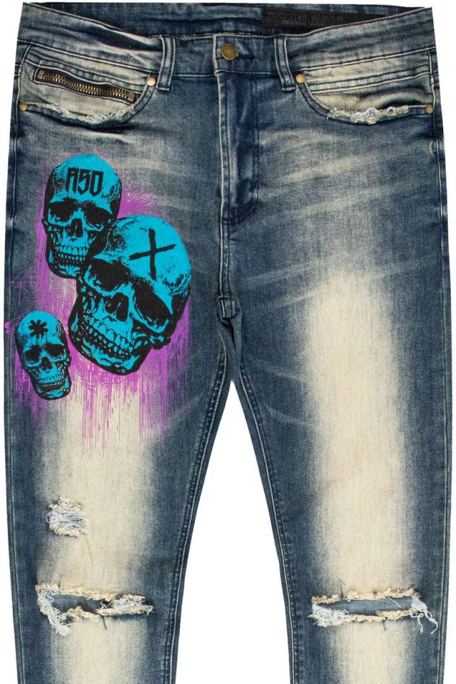 Mens * | Flash Sale Mens Jeans Donal Printed Jean Blue