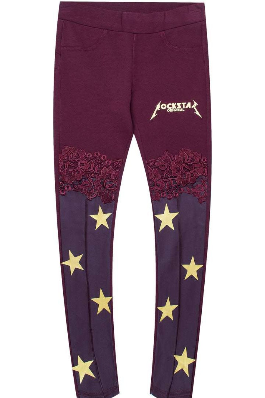 Womens * | Discount Womens Pants Aliza Leather & Lace Legging Burgundy