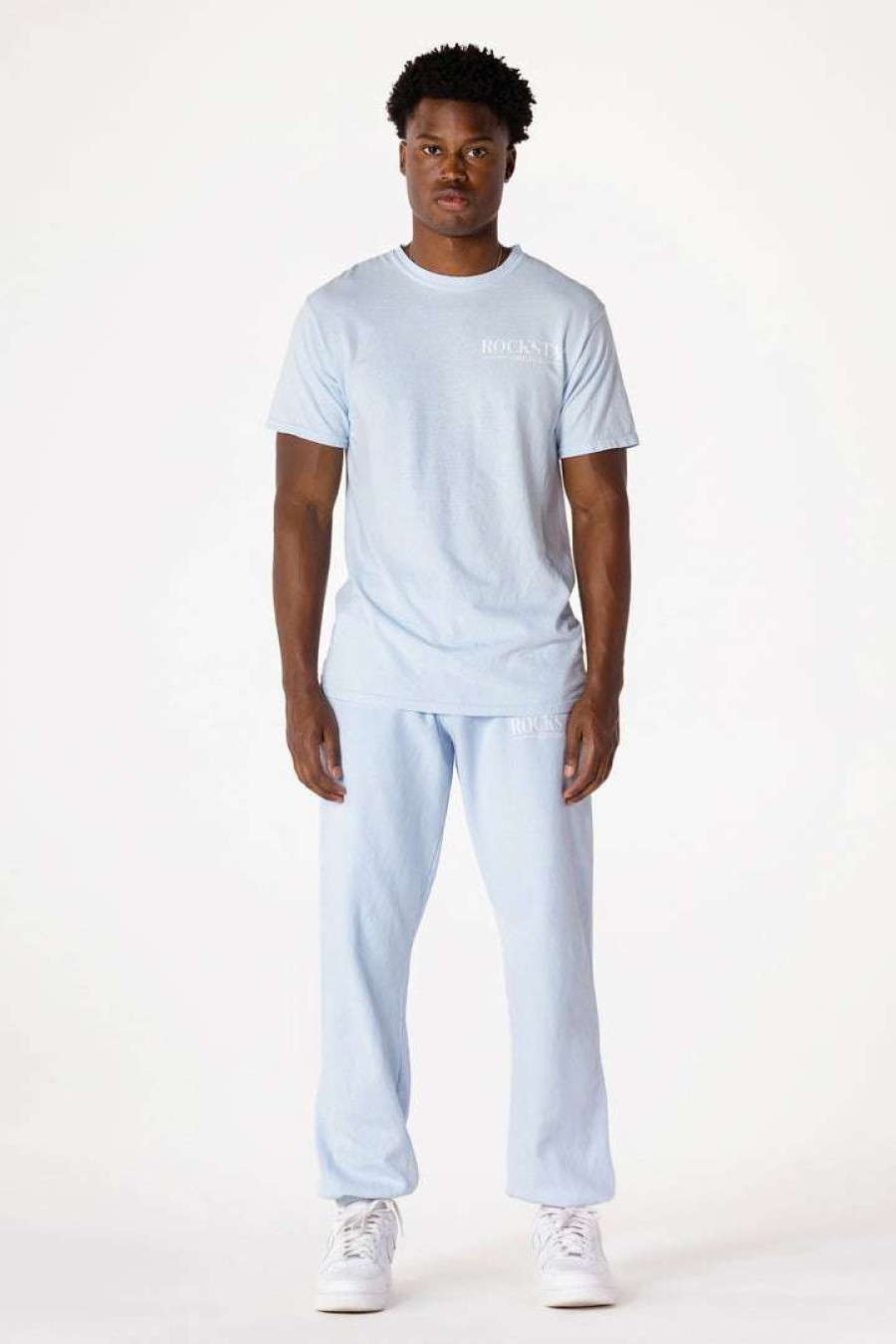 Mens * | Deals Mens Track Sets Dimitri T-Shirt/Trackpant Set Pale Blue