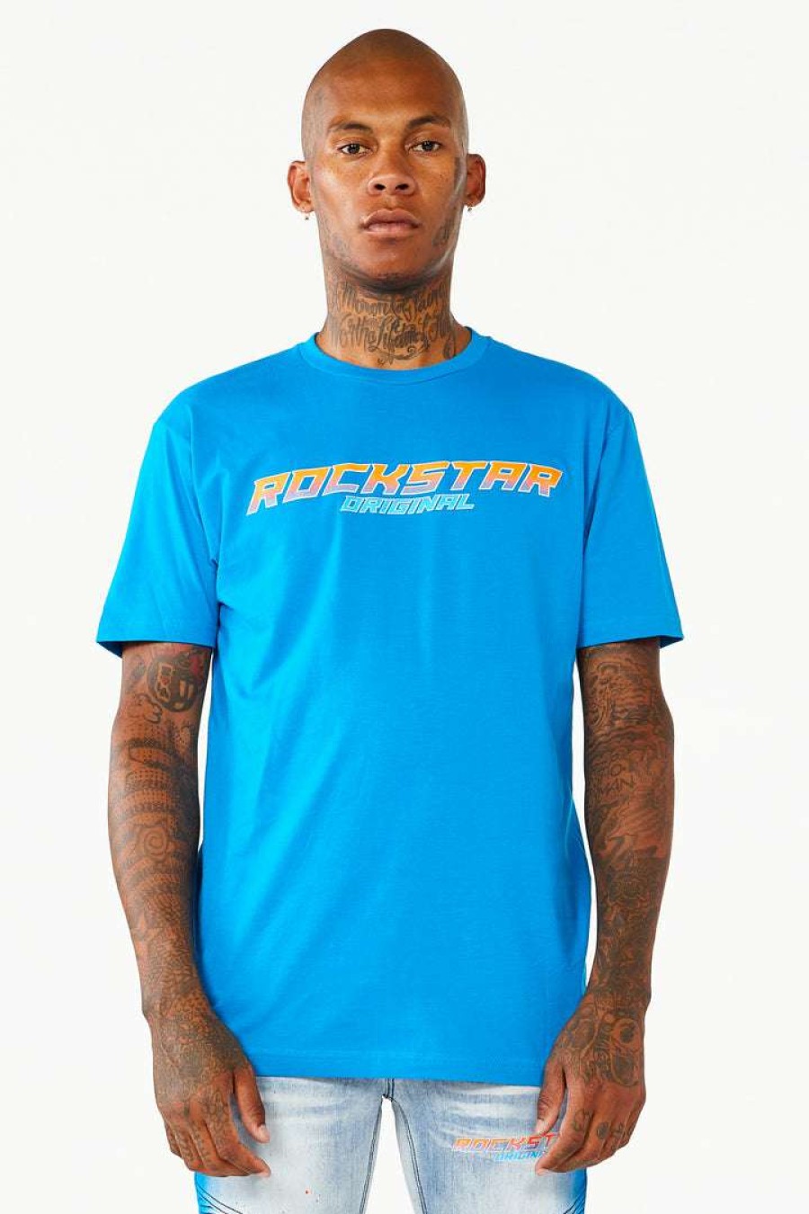 Mens * | Cheap Mens Tees Tops Brum Printed T-Shirt-Lt Blue Light Blue