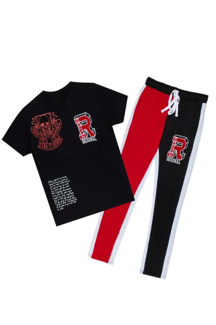 Mens * | Top 10 Mens Track Sets Drax T-Shirt/Track Pant Set Black/Red