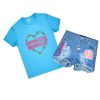 Kids * | Budget Girls Denim Set Girls Yrenne Denim Short Set Blue