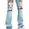 Mens * | Coupon Mens Jeans Itri Printed Stacked Flare Jean Denim Blue