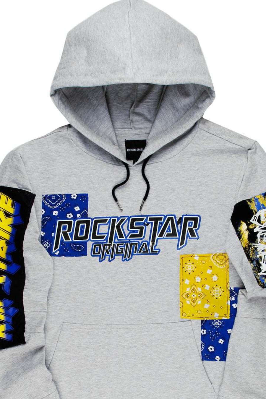 Mens * | Top 10 Mens Hoodies & Sweatshirts Nix Patchwork Hoodie Tops Heather Grey