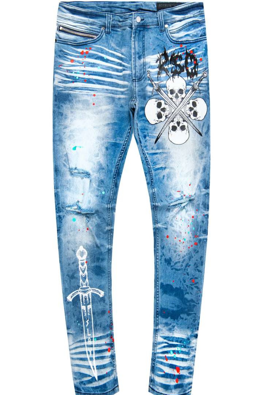 Mens * | Flash Sale Mens Jeans Denim Killian Printed Jean Blue