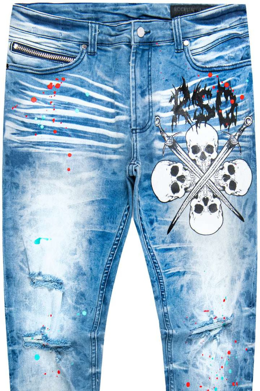 Mens * | Flash Sale Mens Jeans Denim Killian Printed Jean Blue