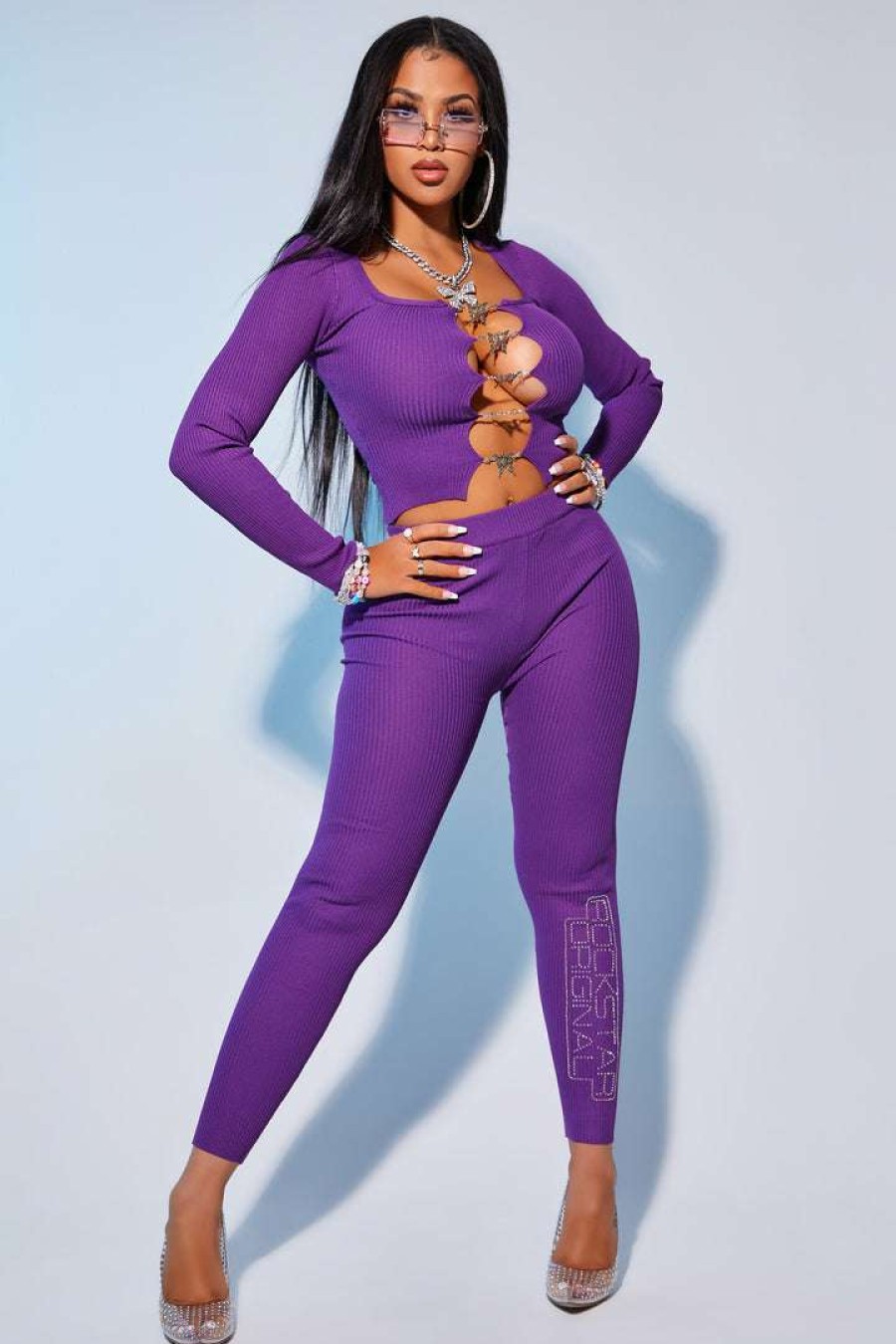 Womens * | Wholesale Womens Dresses Best Seller Carmen Matching Pant Set Purple