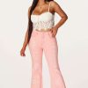 Womens * | Brand New Womens Jeans Bankroll Washed Flare Jean Pink