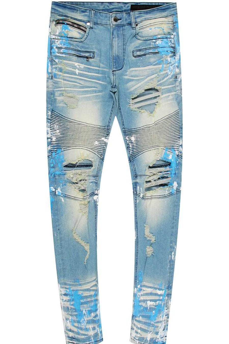 Mens * | Budget Mens Jeans Denim Zayden Biker Painter Jean Blue