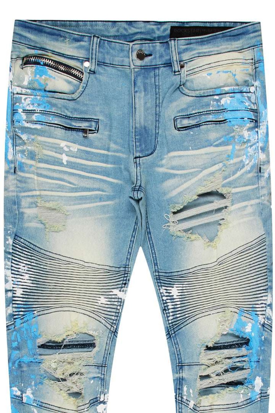 Mens * | Budget Mens Jeans Denim Zayden Biker Painter Jean Blue