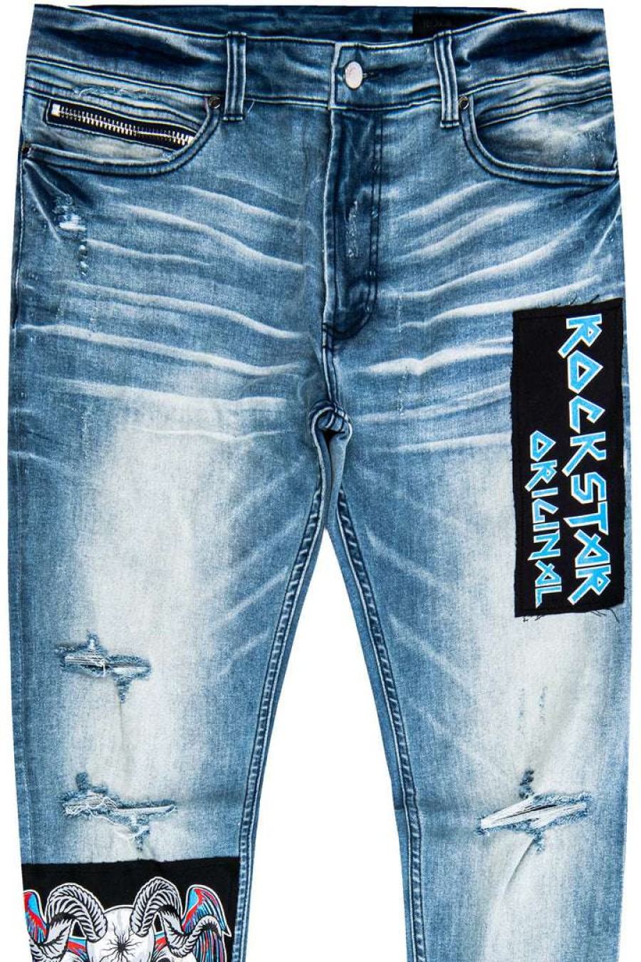 Mens * | Best Reviews Of Mens Jeans Denim Pany Patchwork Jean Blue