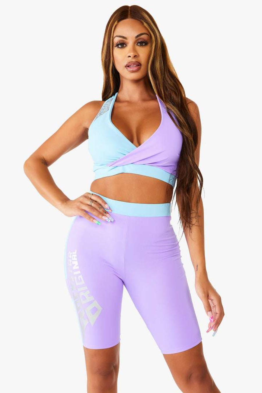 Womens * | Brand New Womens Active Short Sets Bianca Active Biker Set Blue