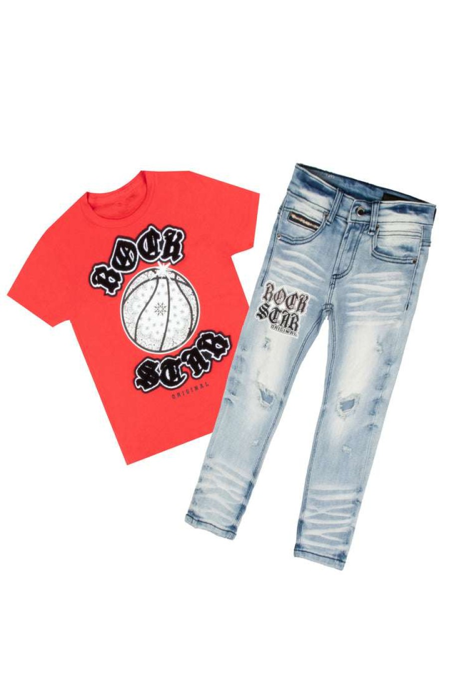 Kids * | Cheapest Boys Denim Sets Boys Fenrith T-Shirt/Jean Set New Arrivals Red