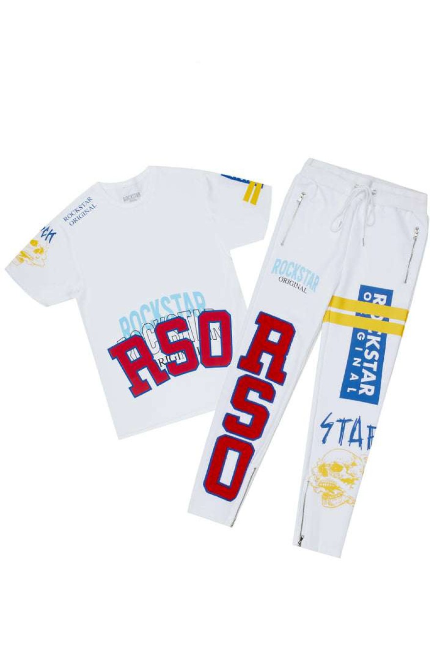 Mens * | Top 10 Mens Track Sets Rover T-Shirt/Pant Set White