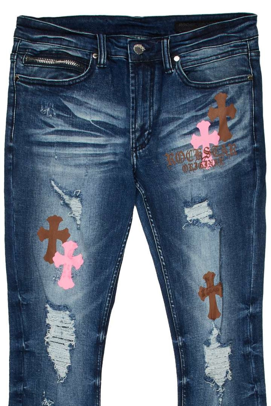 Mens * | Best Deal Mens Jeans Jacques Flare Jean Denim Pink/Brown