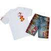 Mens * | Top 10 Mens Short Sets Fuegos T-Shirt/Denim Short Set White