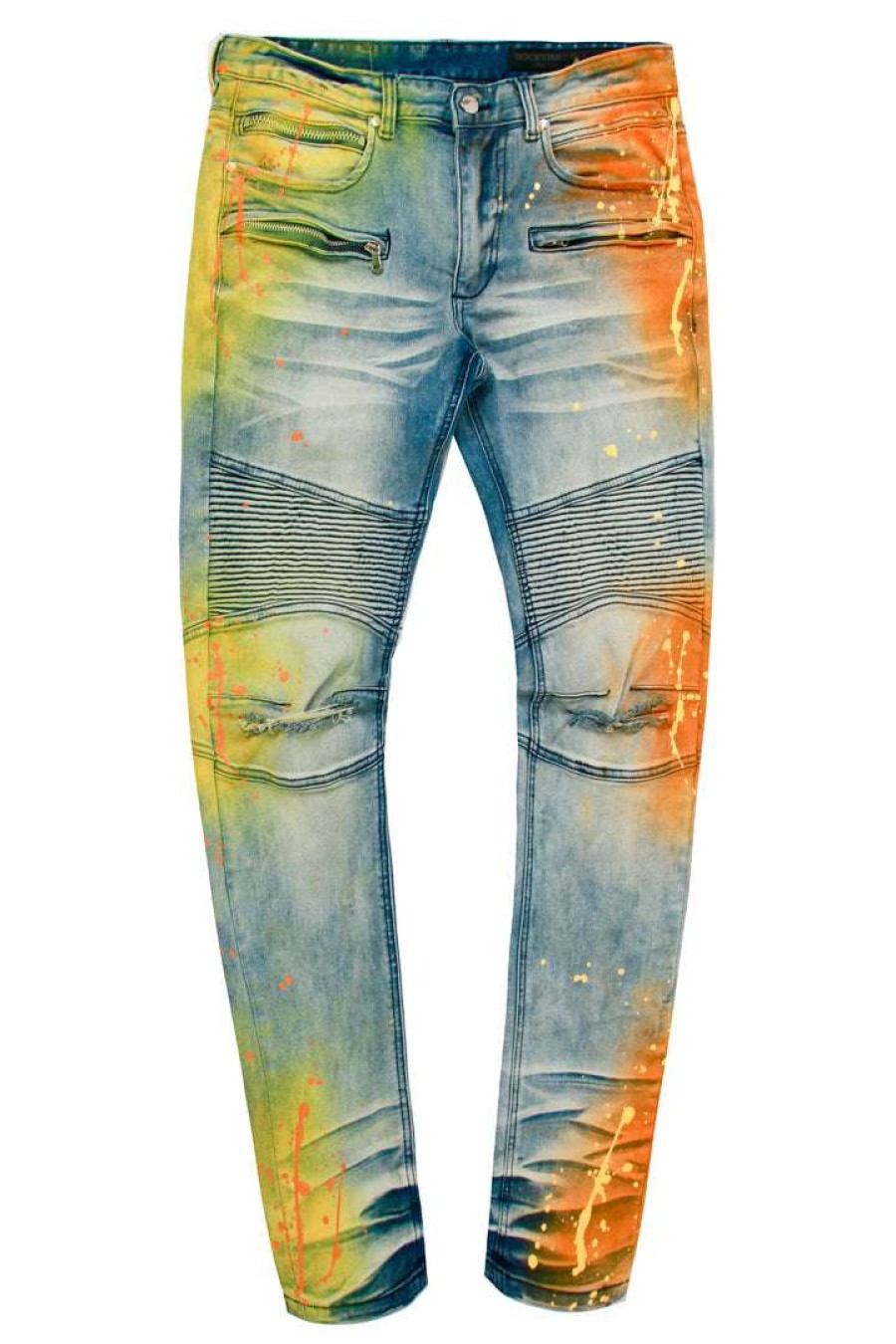 Mens * | Outlet Mens Jeans Straud Color Block Sprayed Jean Denim Yellow