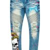 Mens * | Cheapest Mens Jeans Lando Printed Jean Denim Blue/Red