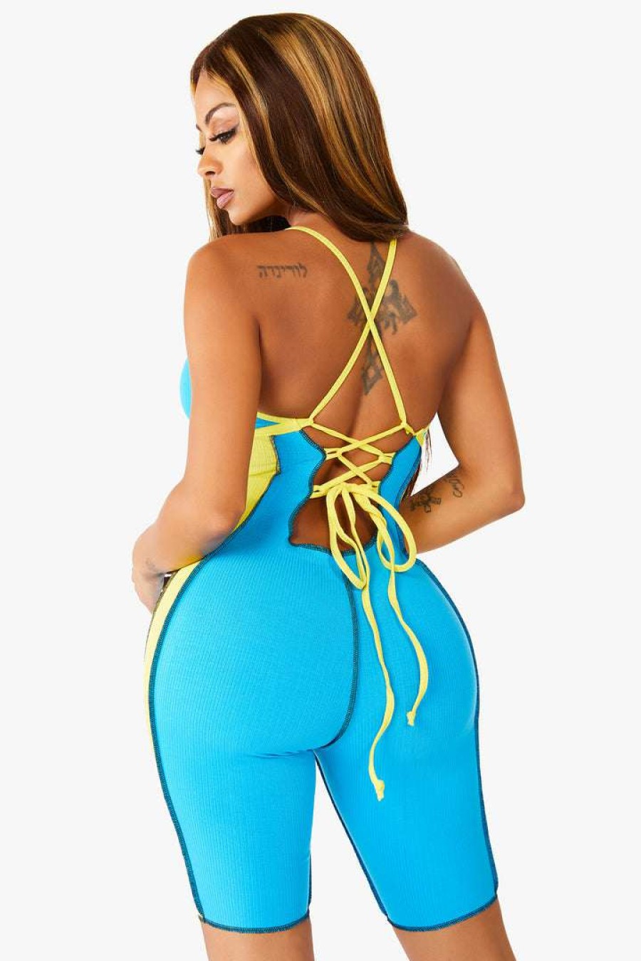 Womens * | Cheap Womens Rompers & Jumpsuits Best Seller Hayden Romper /Yellow Turquoise