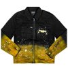 Mens * | Brand New Mens Denim Jackets Tecca Printed Denim Jacket Black/Yellow