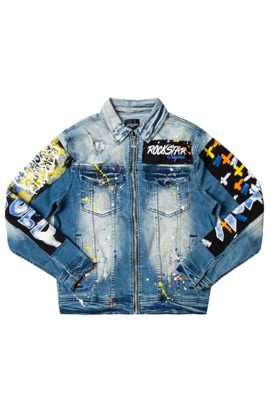 Mens * | Hot Sale Mens Denim Jackets Zayden Patch Denim Jacket Dark Wash