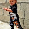 Kids * | Cheapest Boys Denim Sets New Arrivals Boys Aron T-Shirt/Jean Set Black