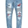 Mens * | Discount Mens Jeans Denim Bruce Biker Patch Jean Blue/Red