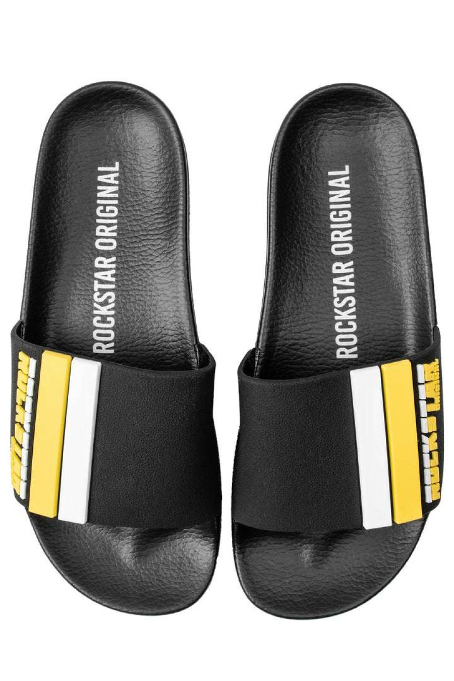 Kids * | Flash Sale Boys Accessories Kids Godfrey Slides-Blk/Yellow New Arrivals Black/Yellow