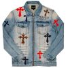 Mens * | Cheapest Mens Denim Jackets Exo Patchwork Jacket-Blue Multi Blue/Multi