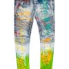 Mens * | Best Sale Mens Jeans Denim Dripper Printed Jean Yellow