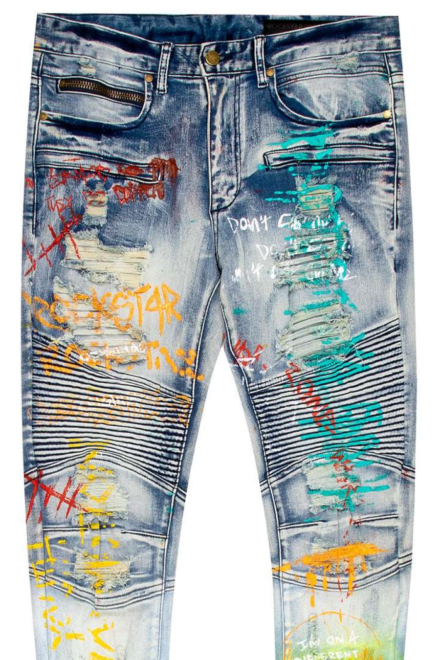 Mens * | Best Sale Mens Jeans Denim Dripper Printed Jean Yellow