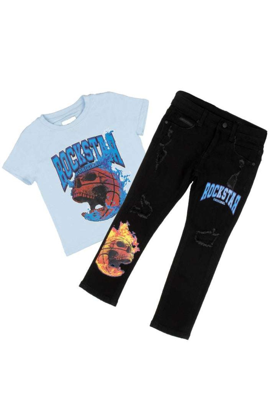 Kids * | Best Deal Boys Denim Sets Boys Gaius T-Shirt/Jean Set Light Blue