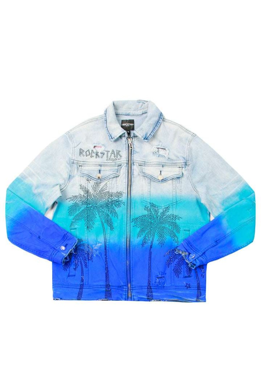 Mens * | Promo Mens Denim Jackets Tovi Ombre Crystal Jacket Blue