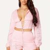 Womens * | Outlet Womens Short Sets Sydney Lace Up Short Set Pink