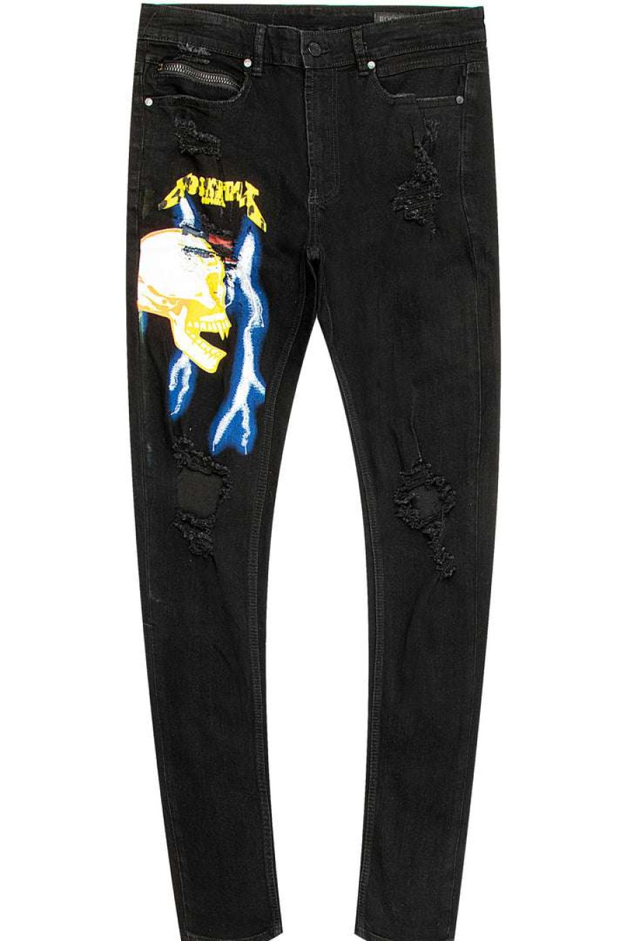 Mens * | Flash Sale Mens Jeans Sage Graphic Print Jean Denim Blue/Yellow