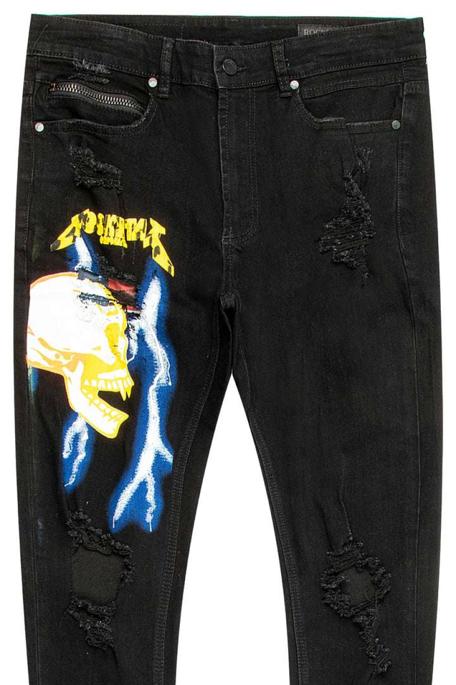 Mens * | Flash Sale Mens Jeans Sage Graphic Print Jean Denim Blue/Yellow