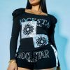 Womens * | Best Reviews Of Womens Tees Jasmine Long Sleeve Knit Top Black