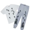 Mens * | Promo Mens Track Sets Jerry Graphic T-Shirt Trackset-White/Grey Grey/White