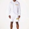 Mens * | Best Reviews Of Mens Short Sets Track Sets Casey Hoodie/Short Fleece Set White