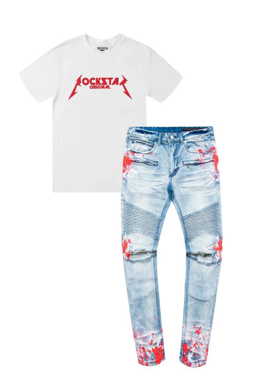 Mens * | Cheapest Mens Misc Diogo T-Shirt & Kodak Red Jeans Bundle Short Sleeve Track Sets