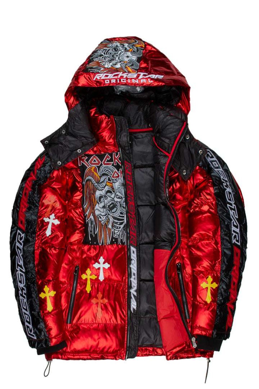 Mens * | Buy Mens Outerwear Jackets & Outerwear Arnav Patchwork Puffer Jacket Red