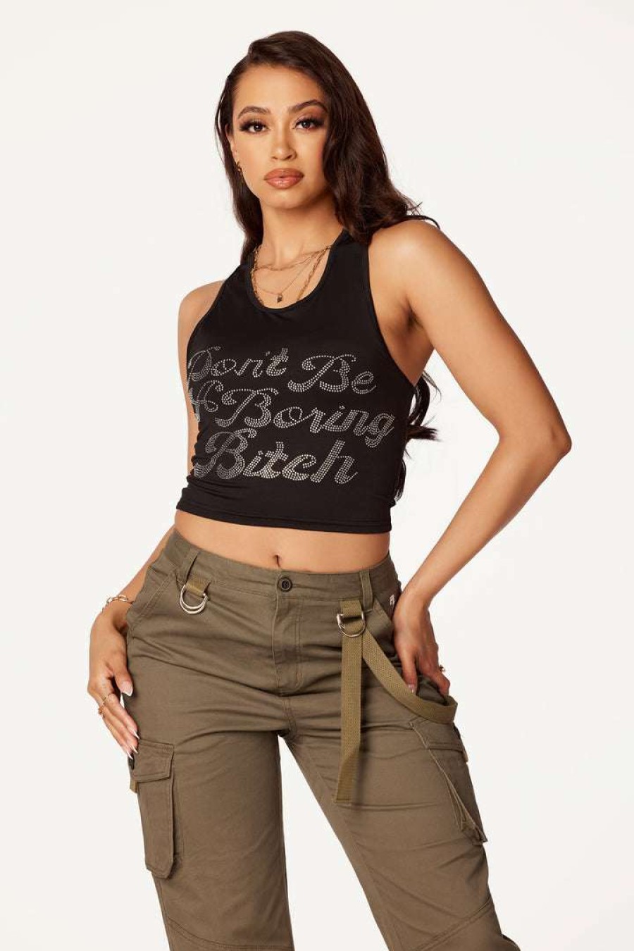 Womens * | Best Deal Womens Tops Best Seller Don'T Be Boring Tank Black