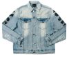 Mens * | Budget Mens Denim Jackets Jones Embroidered Jacket Blue