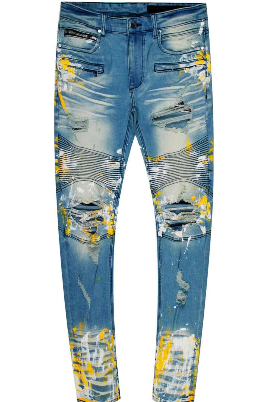 Mens * | Deals Mens Jeans Zayden Biker Painter Jean Yellow