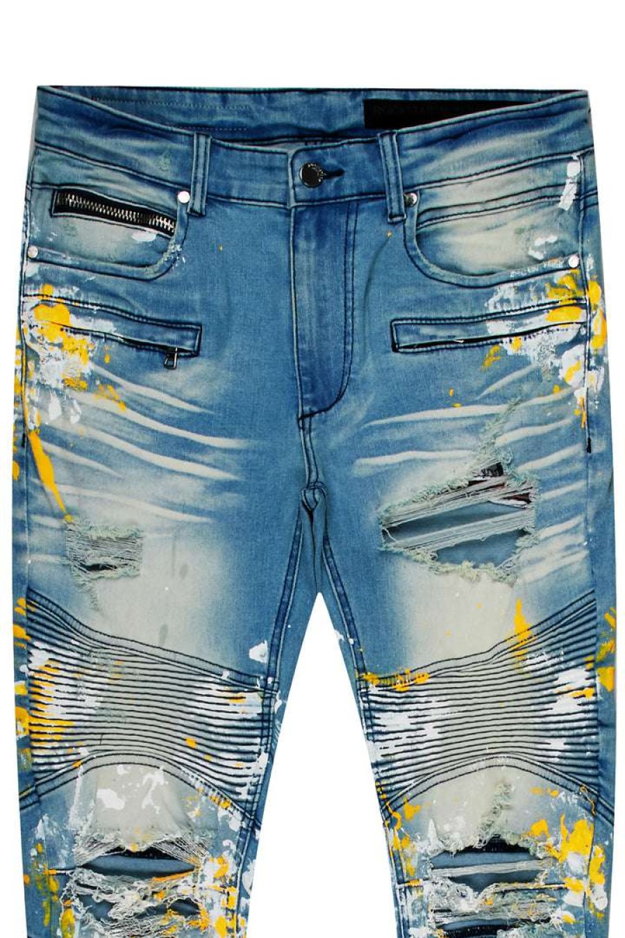 Mens * | Deals Mens Jeans Zayden Biker Painter Jean Yellow